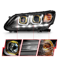 ANZO 2013-2015 Honda Accord Projector Headlights w/ U-Bar Black - Burkken Auto Parts