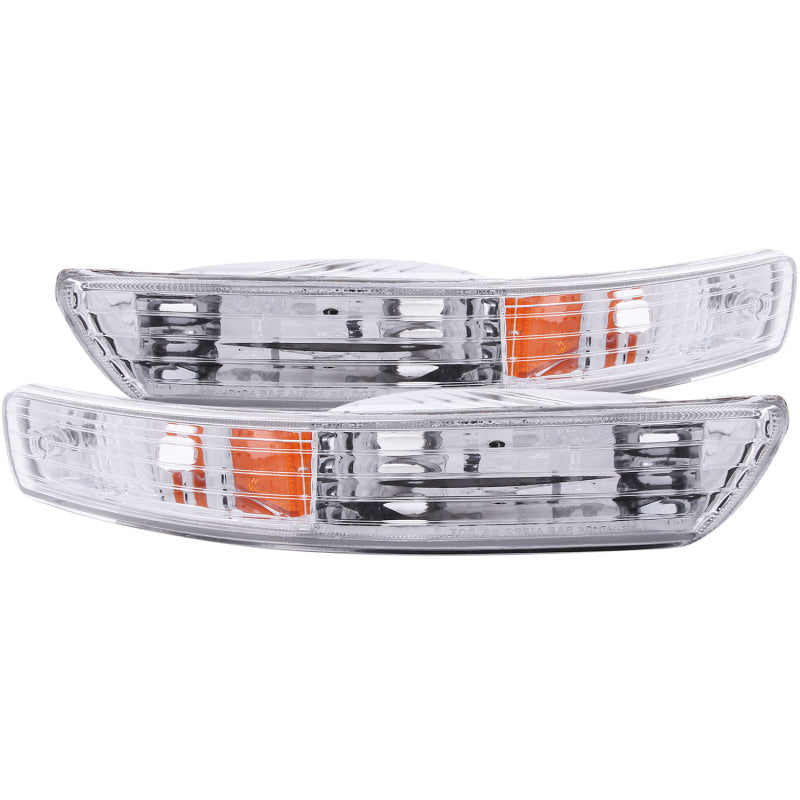 ANZO 1998-2001 Acura Integra Euro Parking Lights Chrome w/ Amber Reflector - Burkken Auto Parts