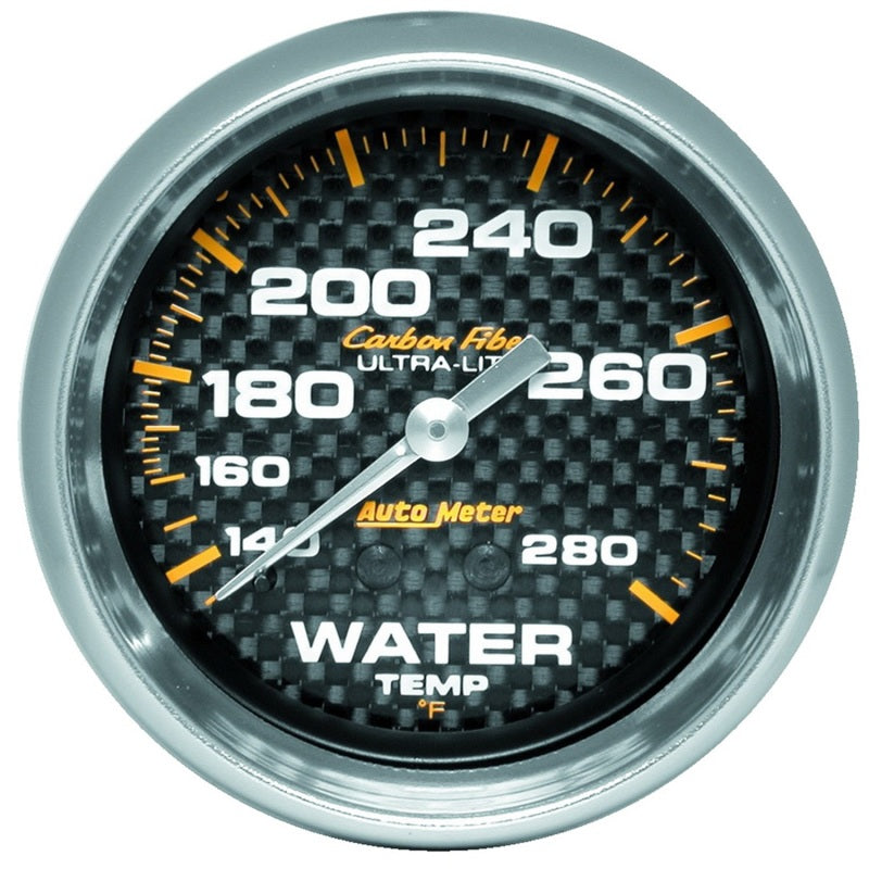 Autometer Carbon Fiber 2-5/8in 140-280 Deg F Mechanical Water Temp Gauge - Burkken Auto Parts