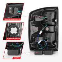 ANZO 15-19 Chevy Silverado 2500HD/3500HD (Factory Halogen Only) LED Tail Lights Black w/Clear Lens - Burkken Auto Parts