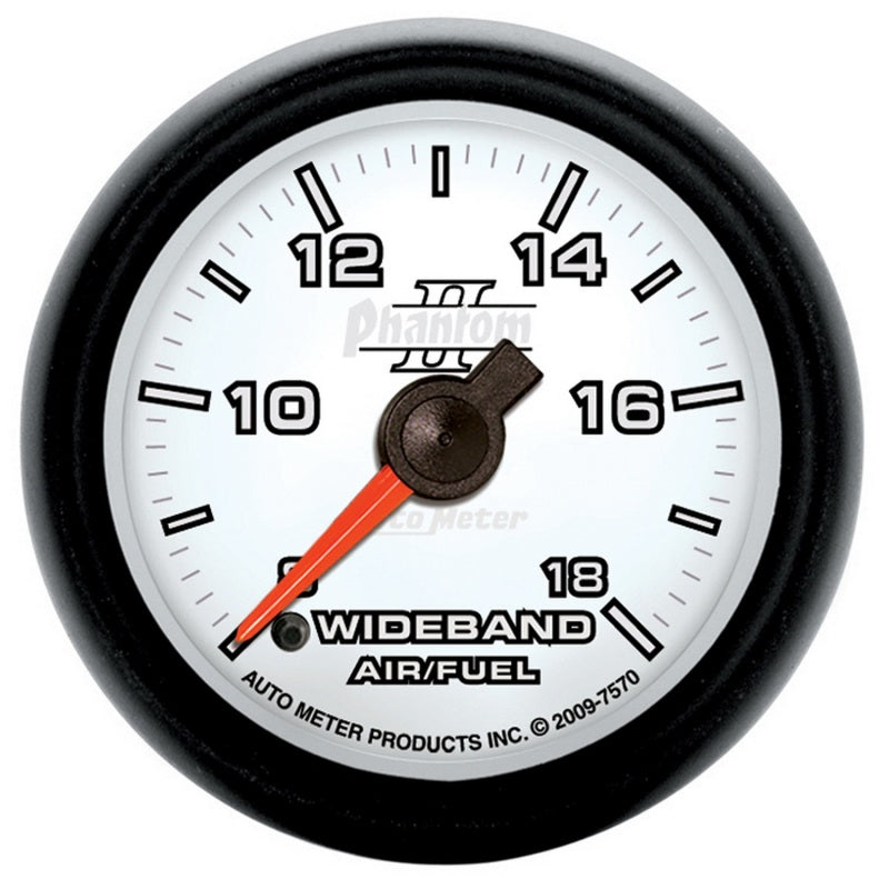 Autometer Phantom II 52mm Full Sweep Electronic 8:1-18:1 AFR Wideband Air/Fuel Ratio Analog Gauge - Burkken Auto Parts