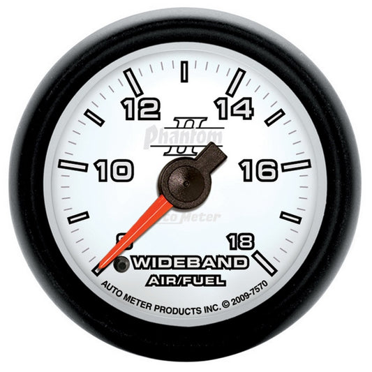 Autometer Phantom II 52mm Full Sweep Electronic 8:1-18:1 AFR Wideband Air/Fuel Ratio Analog Gauge - Burkken Auto Parts