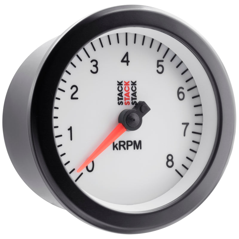 Autometer Stack Sport 88mm 0-8K RPM Tachometer - White - Burkken Auto Parts