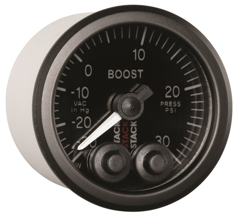 Autometer Stack Instruments 52mm -30INHG To +30PSI Pro Control Boost Pressure Gauge - Black - Burkken Auto Parts