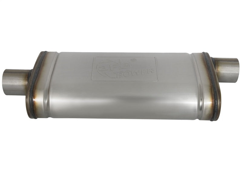 aFe MACHForce XP SS Muffler 2.5in Center Inlet / 2.5in Offset Outlet 18in L x 9in W x4in H Body - Burkken Auto Parts
