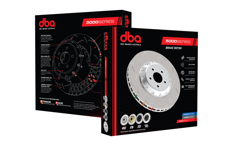 DBA 24-26 Ford Mustang (390mm Front Rotor) Rear 5000 Series Slotted Rotor (w/Black Hat)