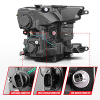 ANZO 2018-2020 Ford F-150 Projector Headlight w/ Plank Style Switchback Black Housing - Burkken Auto Parts