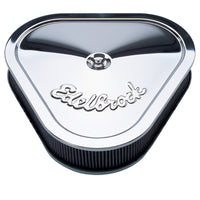 Edelbrock Air Cleaner Pro-Flo Series Triangular Steel Top 14 125In X 13 375In X 3 5In Chrome - Burkken Auto Parts