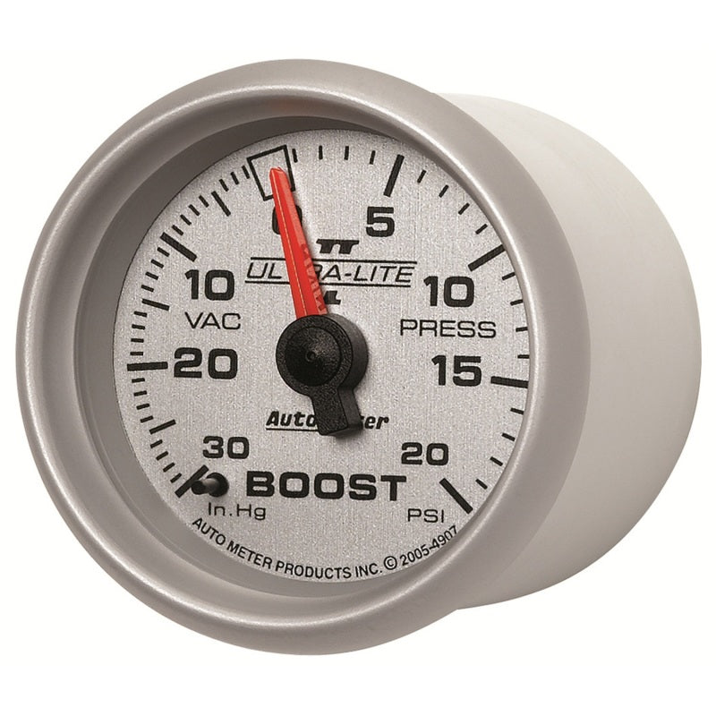 Autometer Ultra-Lite II 52mm 30 in Hg/20 psi Mechanical Boost/Vacuum Gauge - Burkken Auto Parts