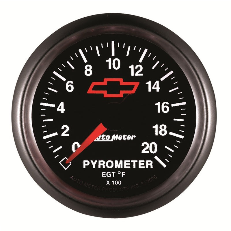 AutoMeter Gauge Pyrometer (Egt) 2-1/16in. 2000 Deg. F Stepper Motor Chevy Red Bowtie Black - Burkken Auto Parts