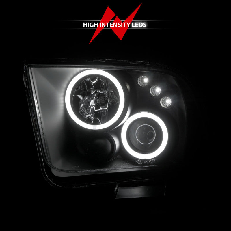 ANZO 2005-2009 Ford Mustang Projector Headlights w/ Halo Black - Burkken Auto Parts