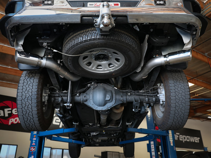 aFe Large Bore-HD 4in 409SS DPF-Back Exhaust System w/Polished Tips 20 GM Diesel Trucks V8-6.6L - Burkken Auto Parts