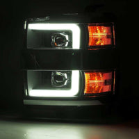 AlphaRex 15-19 Chevy 2500HD PRO-Series Proj Headlights Plank Jet Blk w/Activ Light/Seq Signal/DRL - Burkken Auto Parts