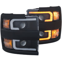 ANZO Projector Headlights 15-17 Chevrolet Silverado 2500HD / 3500HD Black w/ Black Rim - Burkken Auto Parts