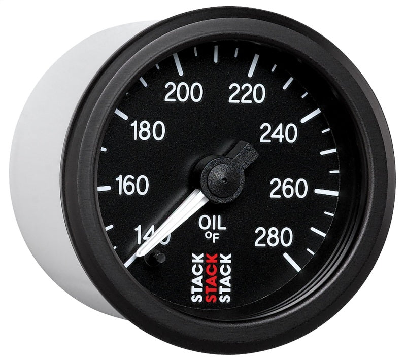 Autometer Stack 52mm 140-280 Deg F 1/8in NPTF Male Pro Stepper Motor Oil Temp Gauge - Black - Burkken Auto Parts