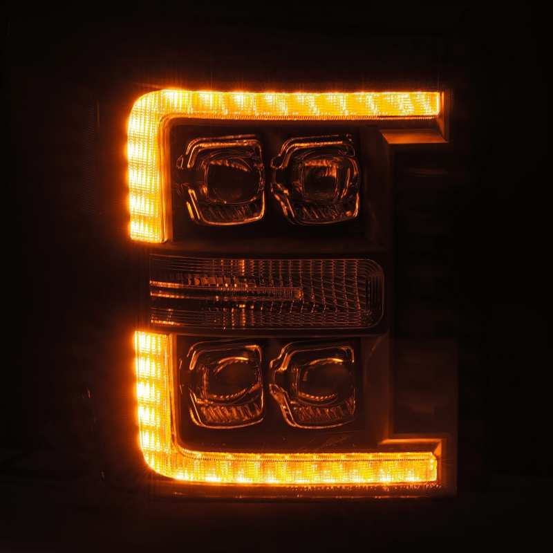 AlphaRex 11-16 Ford F-350 SD NOVA LED Projector Headlights Plank Style Blk w/Activ Light/Seq Signal - Burkken Auto Parts
