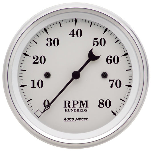 AutoMeter Gauge Tachometer 3-3/8in. 8K RPM In-Dash Old Tyme White - Burkken Auto Parts