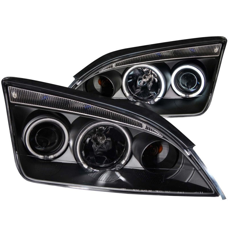 ANZO 2005-2007 Ford Focus Projector Headlights w/ Halo Black - Burkken Auto Parts