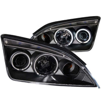 ANZO 2005-2007 Ford Focus Projector Headlights w/ Halo Black - Burkken Auto Parts