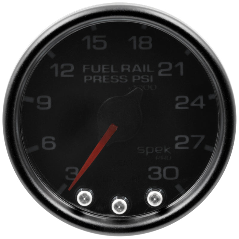 Autometer Spek-Pro Gauge Rail Press 2 1/16in 30Kpsi Stepper Motor W/Peak & Warn Blk/Smoke/Blk - Burkken Auto Parts