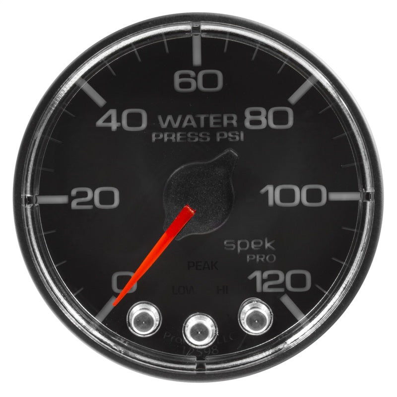Autometer Spek-Pro Gauge Water Press 2 1/16in 120psi Stepper Motor W/Peak & Warn Blk/Chrm - Burkken Auto Parts