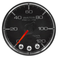 Autometer Spek-Pro Gauge Water Press 2 1/16in 120psi Stepper Motor W/Peak & Warn Blk/Chrm - Burkken Auto Parts