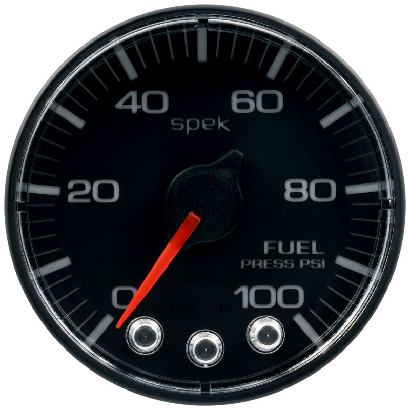Autometer Spek-Pro Gauge Fuel Press 2 1/16in 100psi Stepper Motor W/Peak & Warn Blk/Blk - Burkken Auto Parts