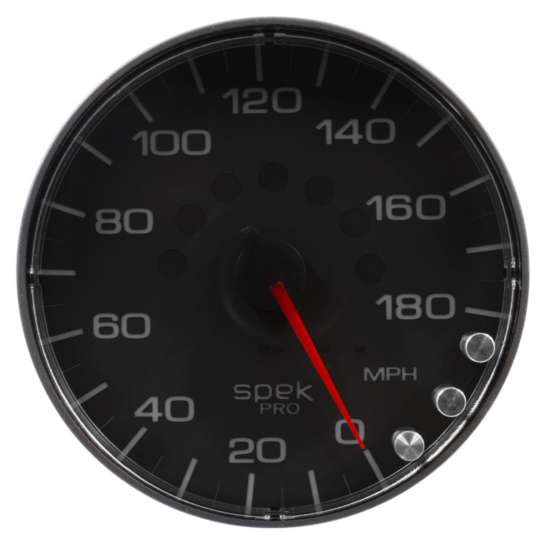 Autometer Spek-Pro Gauge Speedometer 5in 180 Mph Elec. Programmable Black/Black - Burkken Auto Parts