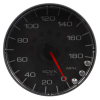 Autometer Spek-Pro Gauge Speedometer 5in 180 Mph Elec. Programmable Black/Black - Burkken Auto Parts