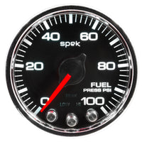 Autometer Spek-Pro Gauge Fuel Press 2 1/16in 100psi Stepper Motor W/Peak & Warn Blk/Chrm - Burkken Auto Parts