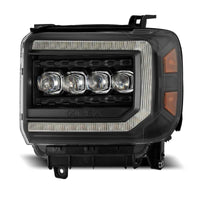 AlphaRex 14-18 GMC Sierra NOVA LED Proj Headlights Plank Style Black w/Activ Light/Seq Signal/DRL - Burkken Auto Parts
