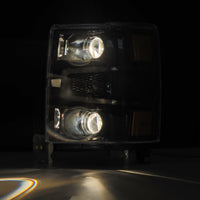 AlphaRex 14-15 Chevy 1500 PRO-Series Projector Headlights, Alpha-Black w/ Sequential Signal &  DRL - Burkken Auto Parts
