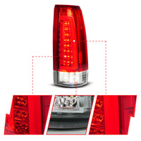 ANZO 88-99 Chevy C/K1500/2500/3500 Full LED Light Tube Taillights Chrome Housing Red/Clear Lens - Burkken Auto Parts