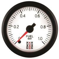 Autometer Stack 52mm 0-1 Bar M10 Male Pro Stepper Motor Fuel Pressure Gauge - White - Burkken Auto Parts