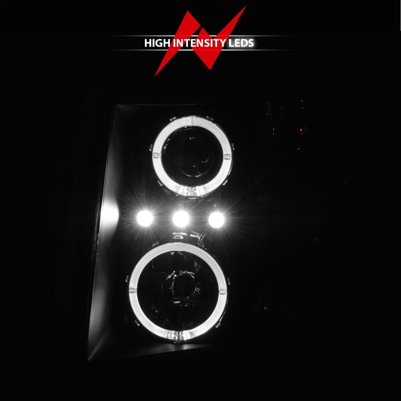 ANZO 2007-2013 Chevrolet Silverado 1500 Projector Headlights w/ Halo Black - Burkken Auto Parts