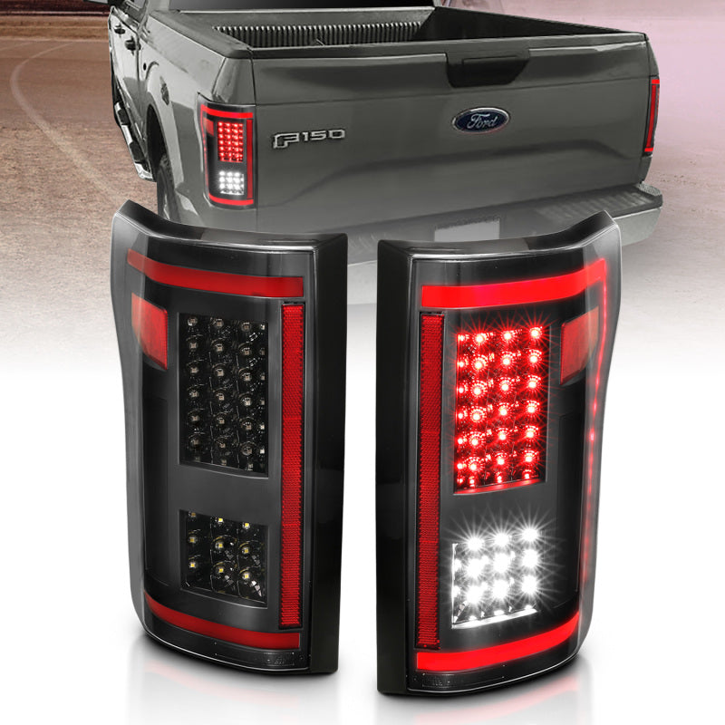 ANZO 15-17 Ford F-150 LED Taillights Black w/ Sequential - Burkken Auto Parts
