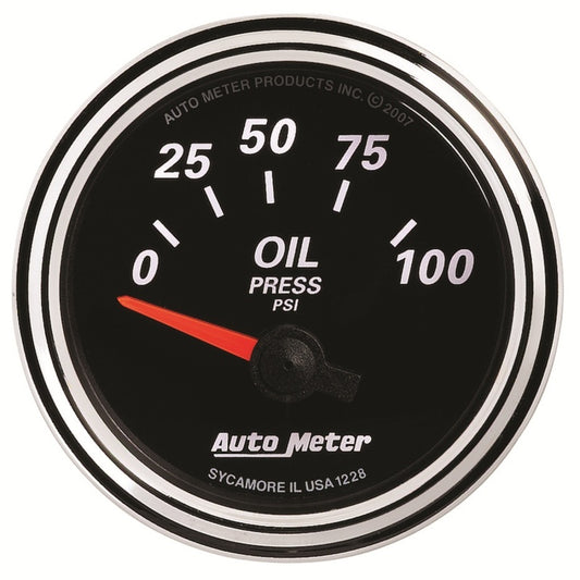 Autometer Designer Black II 52mm 100 PSI Oil Pressure Gauge - Burkken Auto Parts