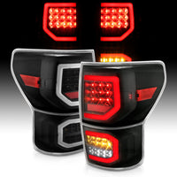 ANZO 2007-2013 Toyota Tundra LED Taillights Plank Style Black w/Clear Lens - Burkken Auto Parts