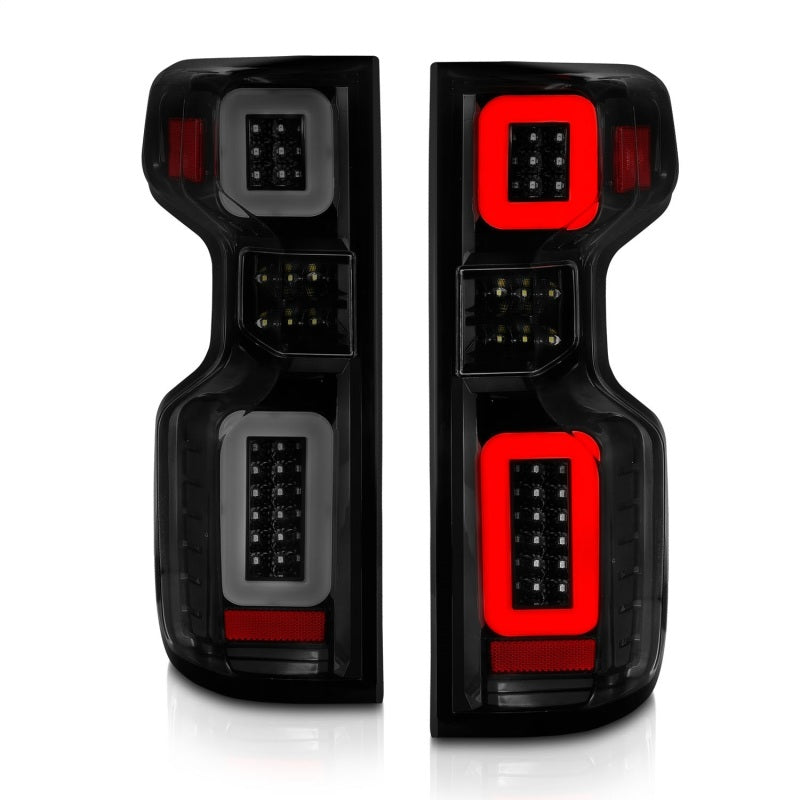 ANZO 19-21 Chevy Silverado Full LED Taillights Black Housing Smoke Lens G2 (w/C light Bars) - Burkken Auto Parts