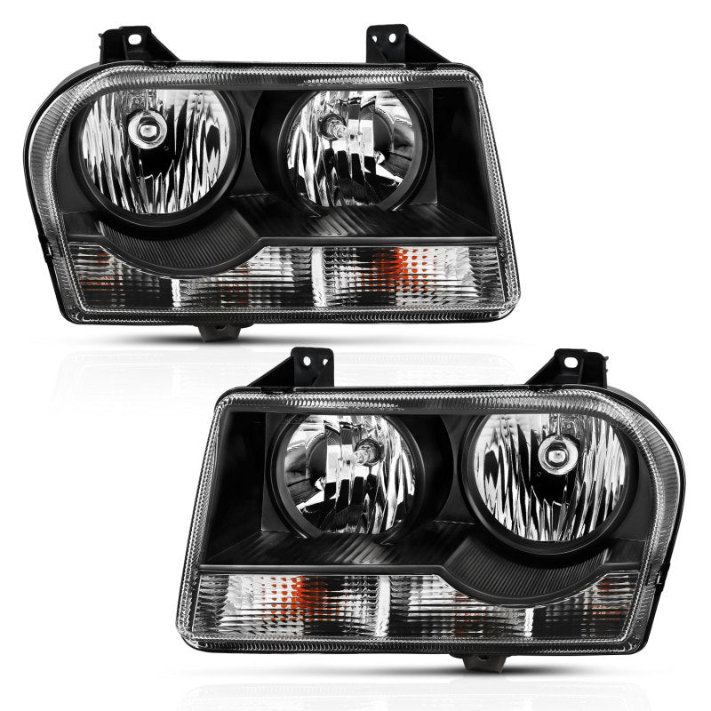 ANZO 2005-2010 Chrysler 300 Crystal Headlight Black - Burkken Auto Parts