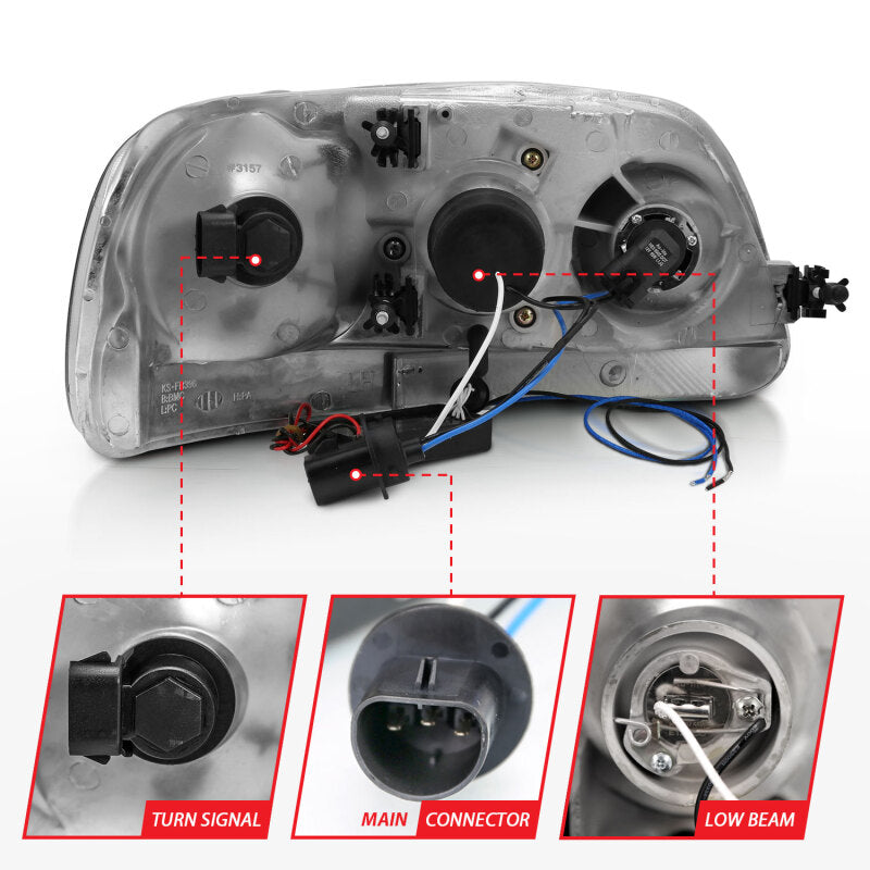 ANZO 1997-2003 Ford F-150 Projector Headlights w/ Halo Black (CCFL) - Burkken Auto Parts