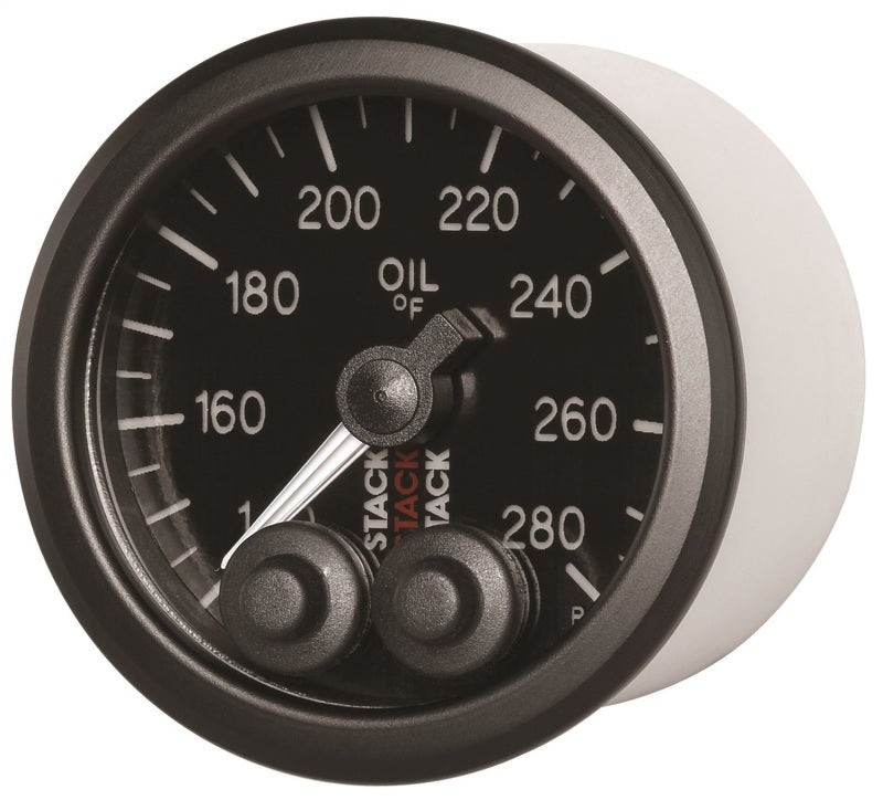 Autometer Stack Instruments 52mm 140-280 Deg F 1/8in NPTF Male Pro Control Oil Temp Gauge - Black - Burkken Auto Parts