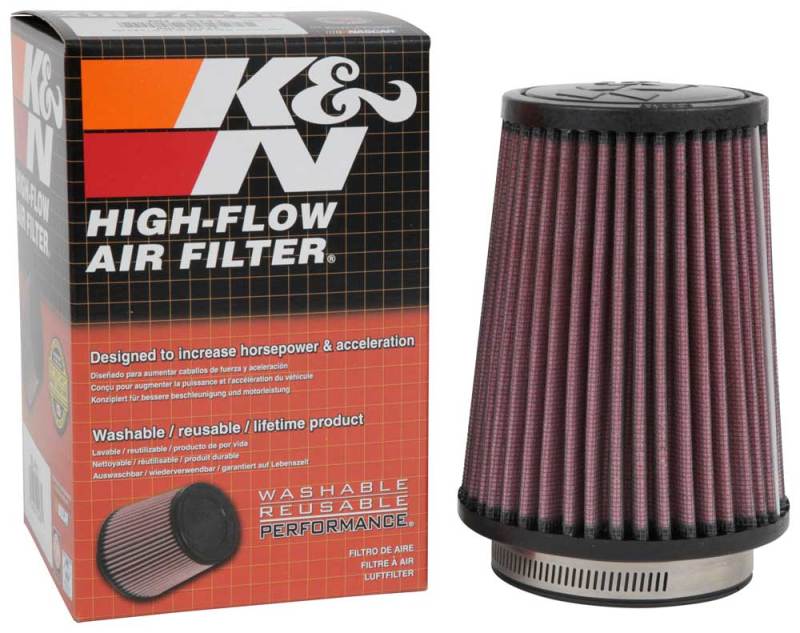 K&N Filter Universal Rubber Filter 3  Flange 4 1/2 Base inch 3 1/2 inch Top 5 3/4 inch Height - Burkken Auto Parts