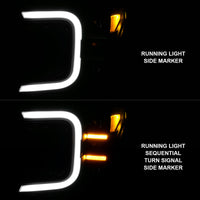 ANZO 18-20 Ford F-150 Full Led Projector Smoke Bar Style Headlights Black Amber - Burkken Auto Parts