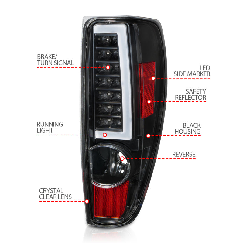 ANZO 2004-2012 Chevrolet Colorado/ GMC Canyon LED Tail Lights w/ Light Bar Black Housing - Burkken Auto Parts