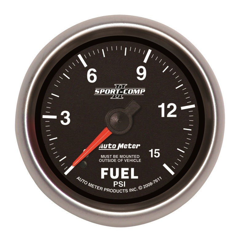 Autometer Sport-Comp II 2-5/8in Mechanical 15PSI Fuel Pressure Gauge - Burkken Auto Parts