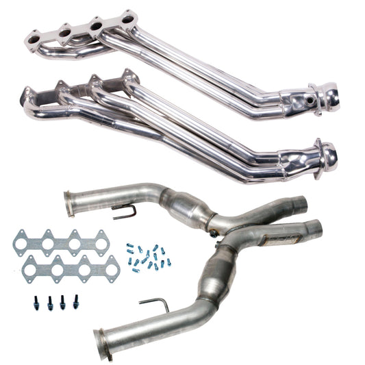 BBK 05-10 Ford Mustang GT 1 5/8 Long Tube Headers w/High Flow Catted X-Pipe (Silver Ceramic) - Burkken Auto Parts