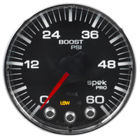 Autometer Spek-Pro Gauge Boost 2 1/16in 60psi Stepper Motor W/Peak & Warn Blk/Chrm - Burkken Auto Parts