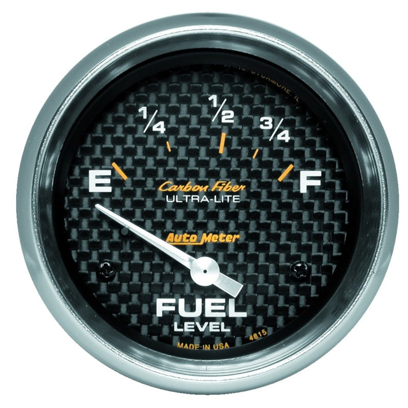 AutoMeter Gauge Fuel Level 2-5/8in. 73 Ohm(e) to 10 Ohm(f) Elec Carbon Fiber - Burkken Auto Parts