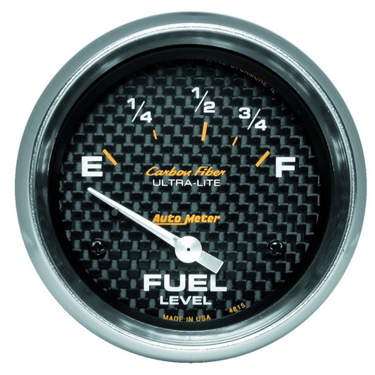 AutoMeter Gauge Fuel Level 2-5/8in. 73 Ohm(e) to 10 Ohm(f) Elec Carbon Fiber - Burkken Auto Parts